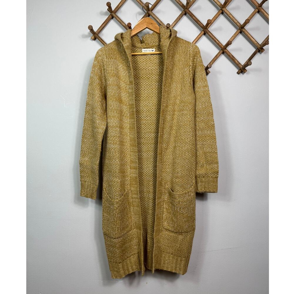 Double Zero Hooded Two-Pocket Long Cardigan in Camel Women's Size S - Picture 1 of 7